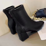 Version Of The Front Coarse And Short Boots Woman 2025 New Fashion Zipper High And Martin Leather