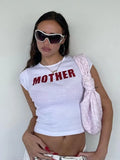 Fashion Letter Print fairy grunge Summer E-girl White Crop Tops Slim 2000s Streetwear Harajuku Goth Short Sleeve