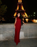 Knitted Turtleneck Pleated Tank Maxi Dress- Outfit