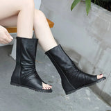 Heel Women's Sandals New Fish Mouth Shoes High Tube Sandals Students Fashion Comfortable Soft-Soled Roman Women's
