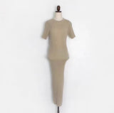 Zingj Chic Summer French Elegant Temperament Slim Thin Long Short Sleeve Wrapped Hip Knit Dress