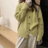Waxy Twist Turtleneck Cardigan Women's Autumn And Winter New Korean Style Lazy Breeze Loose High Sense Knitted