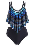 Women Skull Graphic Padded High Waist Tankini Swimwear Casual Swimsuit Ladies Two Pieces Bathing Suits Beach
