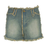 Y2k Vintage Low Rise Denim Shorts Streetwear Ripped Jean Shorts Cute Sexy Summer Bottoms Womens 2022
