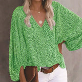 Streetwear Oversized XXXL Tops Blusa Summer V Neck Long Lantern Sleeve Blouse Casual Women Printing Loose Elegant