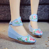 Zingj Heels Single Shoes Dance Shoes Embroidered Cloth Shoes Inside The High Slope And Spring And Autumn Women's Shoes Ethnic