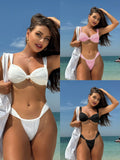 2024 Sexy Solid Color New Bonded Belt Swimsuit