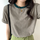 Zingj T-Shirt Short Sleeve Women's Summer Dress 2024 New Round Collar Loose Ins Careful Machine Foreign Style Simple Student
