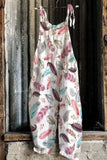 Summer Slub Linen Vintage Print Wide