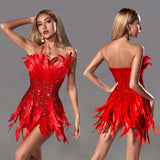 Zingj Fashion Women's Feather Sequin Design Sexy