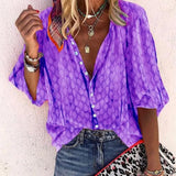 Casual Long Sleeve Polka Dot Loose Tops and Blouses Elegant V Neck Long Sleeve Shirts Vintage Tops Chiffon