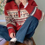 Half Zip Christmas Knit Pullover- Outfit