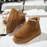 Velvet Round Head Jacket Cotton Boots 2025 Autumn And Winter New Large-Size Thick Snow Boots Women's