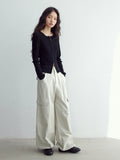 [Daihe] Autumn New Leisure Day Silk Cotton Rubber Tendon Waist Stick Bag Temperament Versatile Overalls Pants Female H7108-Outfit