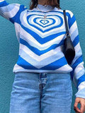 Heart Jacquard Argyle Jumper Sweater-Outfit