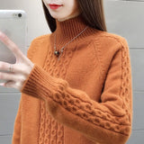 Sweater Women Hot Loose Turtleneck Long Sleeve Knitting Jumper Autumn Thick Warm Casual Ladies Sweaters