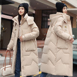 Cotton Dress Korean Version Loose 2024 Winter New Over The Knee Long Thick Warm Padded Coat Temperament Cotton-Padded Jacket Tide-Outfit