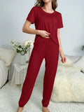 And Summer On The New Pajamas Female Milk Silk Short Sleeve Trousers Suit Classic Solid Color Casual