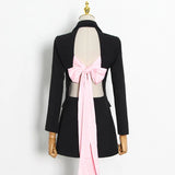 Suit Spring 2025 New Two Button Sexy Splicing Bow Tie With Personality Women's