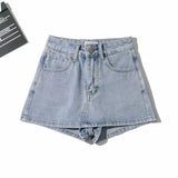 High Waist Slim-fit Splicing Ultra-short Denim Leggings Female Girl Skinny