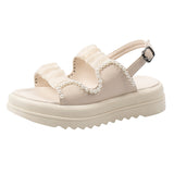 Wind Platform Sandals Female 2025 New Summer French Temperament Beads Fashion One Word Buckle Roman