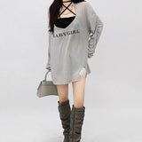 Y2k Harajuku T Shirt Streetwear Women Oversized Long Sleeve Sexy See Through Tee Aesthetic Hippie Gothic Tshirt