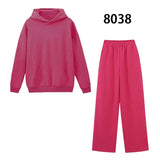 2021 Autumn Oversized Sweatshirts and Pants Women Tracksuits Hooded Sweatshirts Elastic High Waist Pants Plus