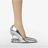 New Pointed Bag Head Pedal Metal Teeth High Heel Single Shoe Shaped Heel Large Women's