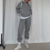 Female Tracksuits Casual Two Piece Set Hoodie Long Sleeve Sweatshirts & Fleece Sweatpants Women