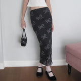 Zingj Casual Bowknot Gauze Print Skirt Women's New Low Purse Hip Straight Tube