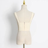 Zingj Hollow Out Inside The Jacket Spring 2024 New Fashion Fish Bone Bundle Waist Fish Bone Handmade Hook Flower Knit