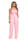 Zingj New Women's Casual Flat Shoulder Wrapped Chest Wide-Leg