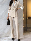 Women Fashion Blazer Suit Long Sleeve Blazer With Belt Pants Suit Set Office Lady Two Piece Sets