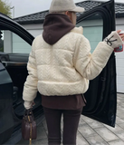 Cabel Knitted Zipper Puffer Coat- Outfit