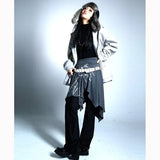 Y2k Punk Skirts Womens 2024 New Fashion Asymmetrical Pleated Print Skirt Girls Gothic Harajuku Jupe Femme Faldas