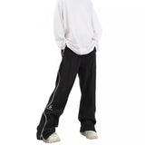 Zingj Hip-Hop Sweatpants Summer New Men And Women Loose Straight Tube Drop Side Zipper Casual