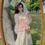 Zingj Flower Dress Female Autumn Outfit 2024 New Very Fairy Flounce V Collar Design Sense First Love Department Long Sleeve Skirt-Outfit