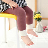 0 to 8 Yrs Spring Autumn Double Needle Leggings Girl Combed Cotton Ribbed Leggings Baby Soft Lace Knitted Pant For