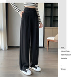High Sense Suit Pants Female Spring And Summer 2025 New High Waist Hanging Feeling Wide Leg Pants Loose Thin Narrow Version Of The Floor Trousers-Outfit