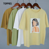 Women T-shirts Character Printing Tops Tees Summer Tops Short sleeve 95% cotton