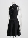 Temperament Famous Style Dress Dress 2025 Spring New Fashion Neck Nail Studded High-Level Dress Dress