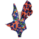 Sexy One Piece Swimsuit Women Swimwear Floral Print Bodysuit Summer Beach Bathing Suit Monokini Swimsuit