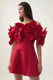 Princess Wind High-Level Ocean Party Hand Three-Dimensional Large Flowers Shoulder-To-Shoulder Chest Waist Dress Cotton