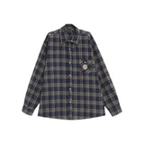 Zingj Couples Retro Badge Plaid Shirt Men And Women 2024 Spring And Autumn New Long Sleeve Versatile Shirt