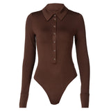 Hot 2024 Spring New Women's Sexy Button Collar Long-Sleeved