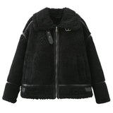 Autumn And Winter New Lamb Wool Coat Female Motorcycle Fur Integrated Locomotive Thickened Coat