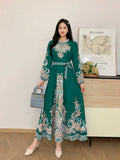 Zingj New Style Dress For Women's Holiday, Single-Breasted Collar, Single-Breasted Court Style, Vintage Printed Wide Swinging Long