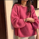Zingj Casual Knit Sweater 2024 New Thick Needle Wide Soft Waxy Lazy Wind Jacket Female-Outfit