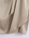 Knotted Long Skirt Women High Waist Skirt With Slit Ruched Elegant Skirts Woman Fashion 2023 Vintage Midi Split