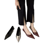 Zingj Heels Women Nude Small Heel Fine Heel Pointed French Gentle Match Skirt Low Heel Low Heel Shallow Mouth Four Seasons Single Shoes-Outfit